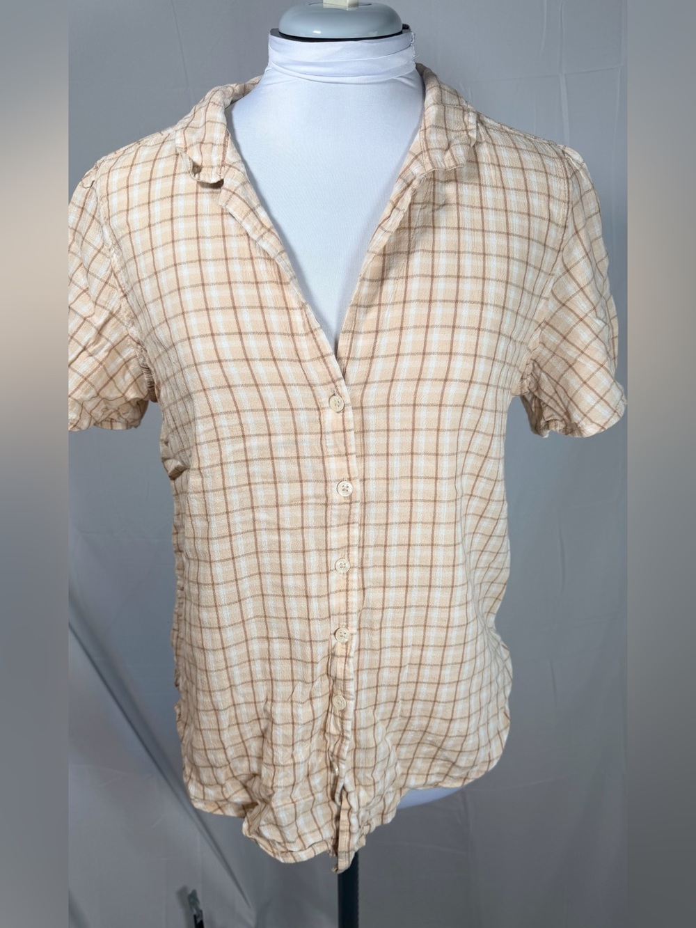 Abercrombie & Fitch short-sleeve button-up soft cotton/viscose plaid shirt